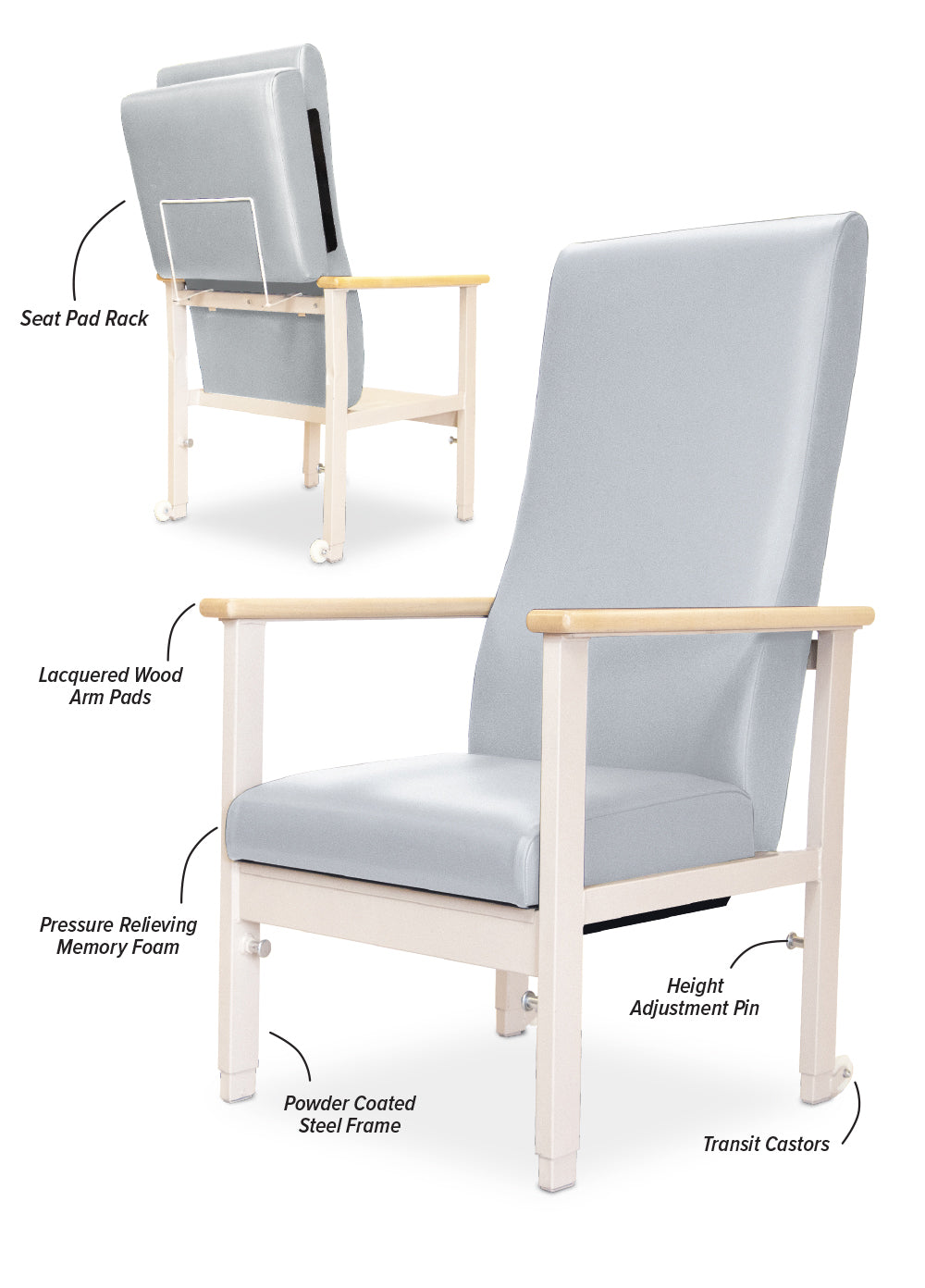 Roma Medical The Eliot Patient Chair – Dynamic Flip Arm 5772. Designed for Hospitals and Nursing Homes