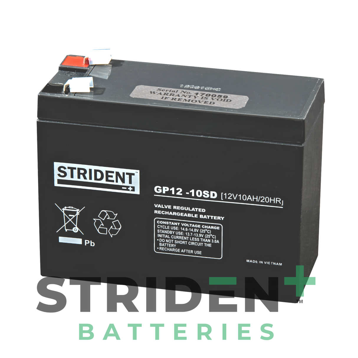 2 x Strident™ AGM GP12V 10AH -  Mobility Scooter / Wheelchair / Powerchair 12V Batteries (Pair)