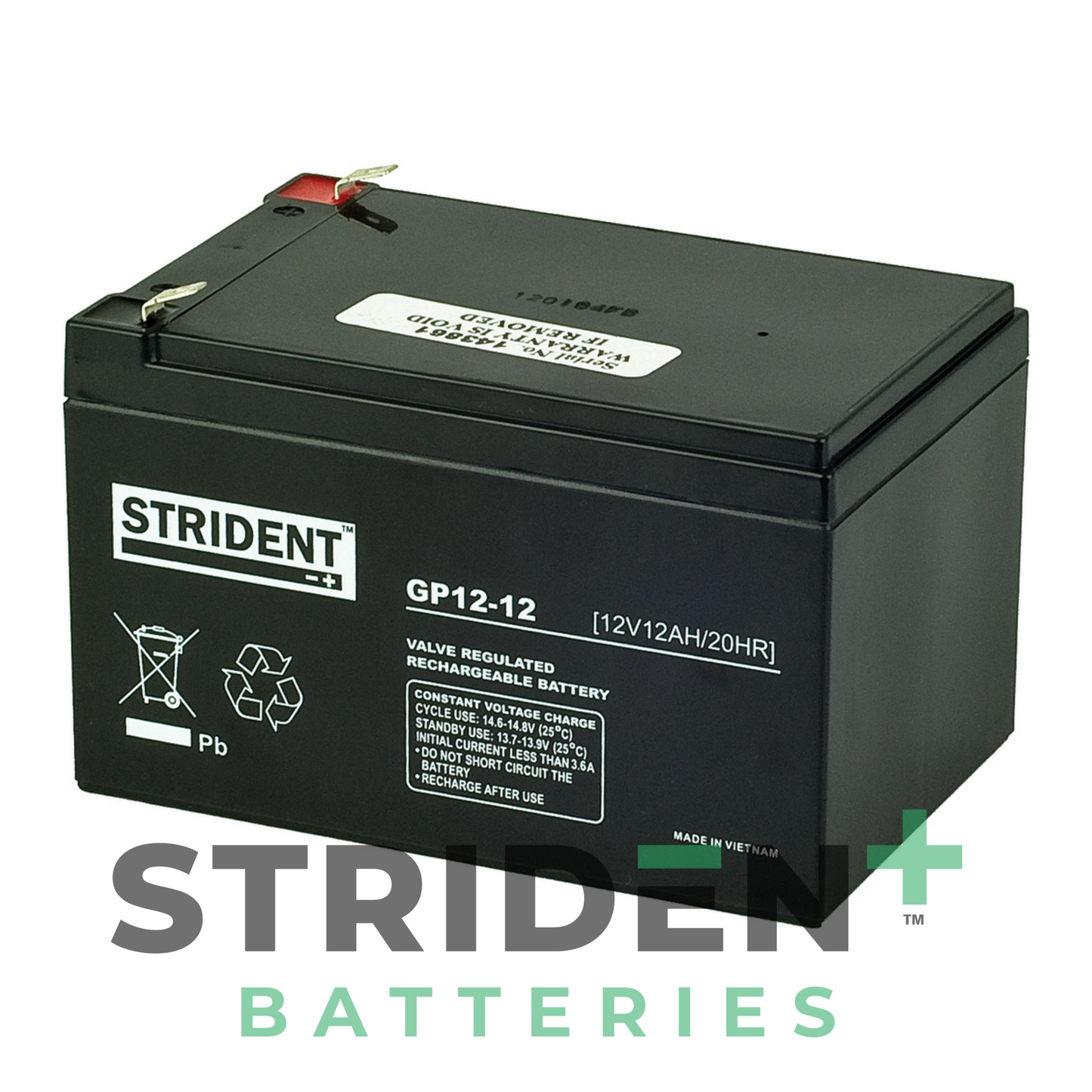 2 x Strident™ AGM GP12V 12AH - Mobility Scooter / Wheelchair / Powerchair 12V Batteries (Pair)