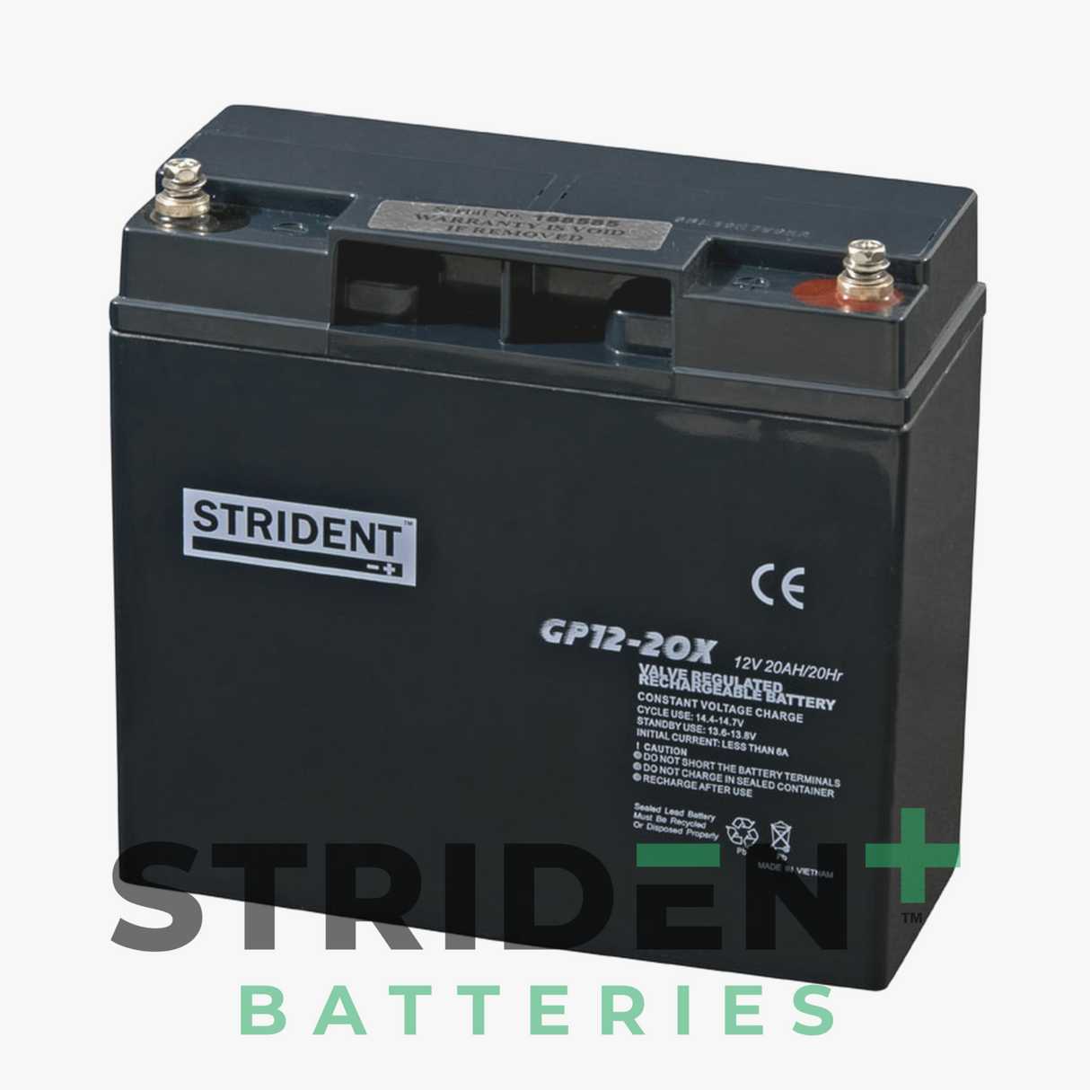 2 x Strident™ AGM GP12V 20AH -  Mobility Scooter / Wheelchair / Powerchair 12V Batteries (Pair)