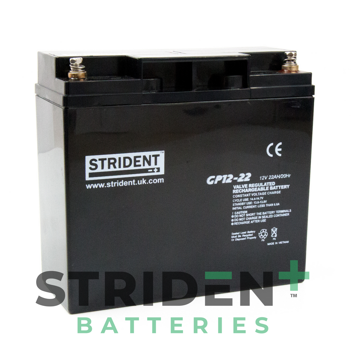 2 x Strident™ AGM GP12V 22AH -  Mobility Scooter / Wheelchair / Powerchair 12V Batteries (Pair)