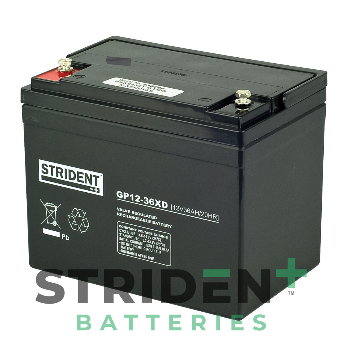 2 x Strident™ AGM GP12V 36AH -  Mobility Scooter / Wheelchair / Powerchair 12V Batteries (Pair)