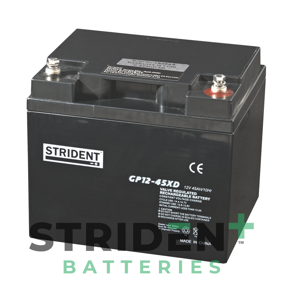 2 x Strident™ AGM GP12V 45AH -  Mobility Scooter / Wheelchair / Powerchair 12V Batteries (Pair)