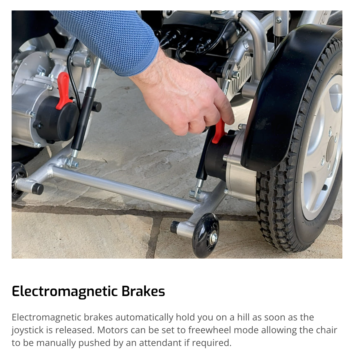 Freedom Chair Series 8 A08L by e-goes. 12.5" Drive Wheels / 250W Motors / 25 Stone User Weight
