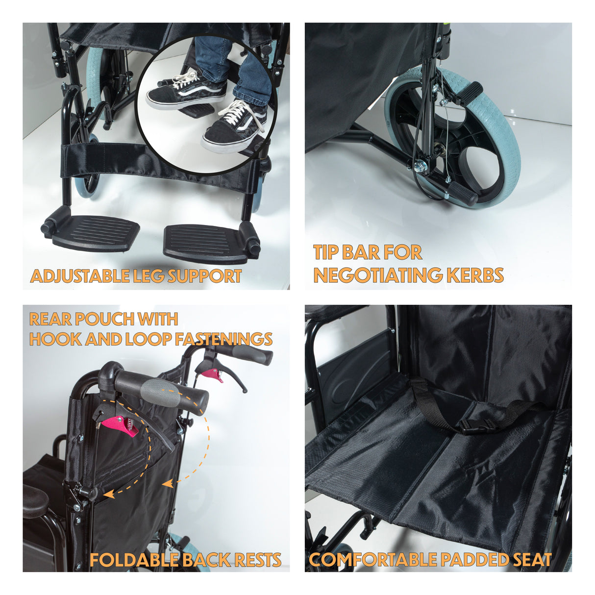 Aidapt Deluxe Attendant Propelled Steel Wheelchair