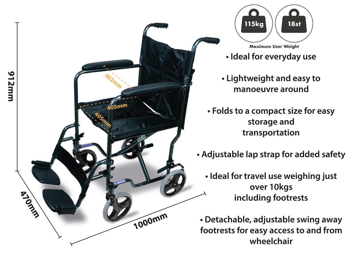Aidapt Steel Compact Transit Chair