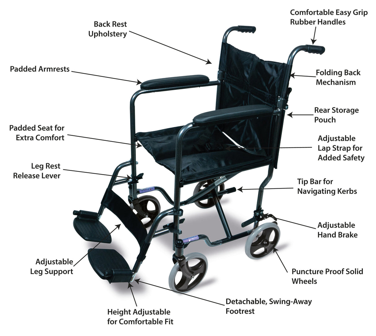 Aidapt Steel Compact Transit Chair