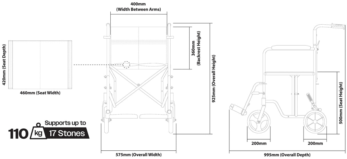Aidapt Aluminium Compact Transit Wheel Chair