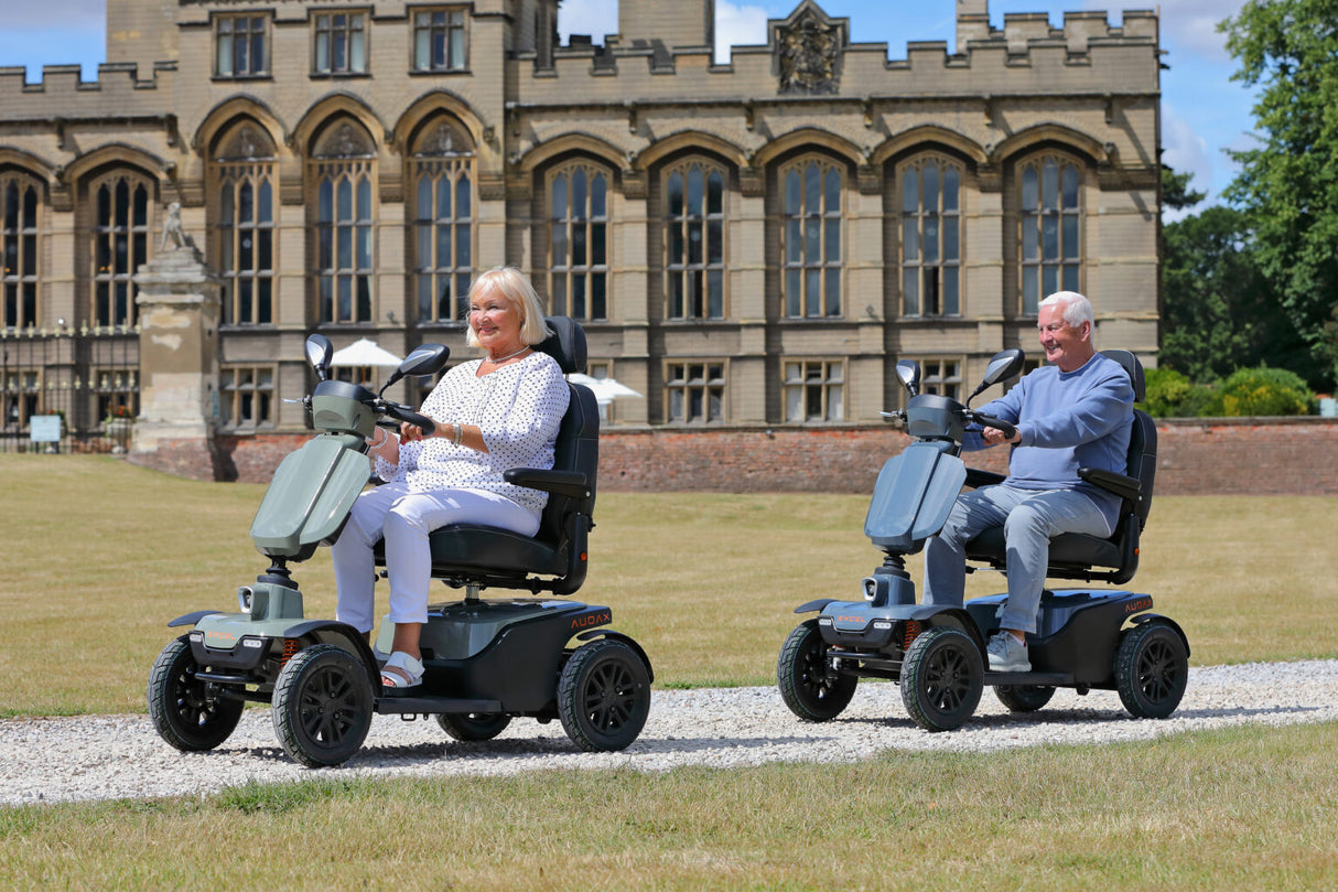 Excel Audax mobility scooter. All new Maxi with 8mph, modern keyless switch, USB charging ports & puncture resistant tires!
