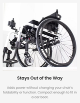 Dash Todo Drive Revolutionary Powered Drive Unit Add-On For Manual Wheelchairs. Wolrd's Lightest Add-On Kit! Adds Power Without Changing Your Chairs Foldability Or Function At Only 5kg!