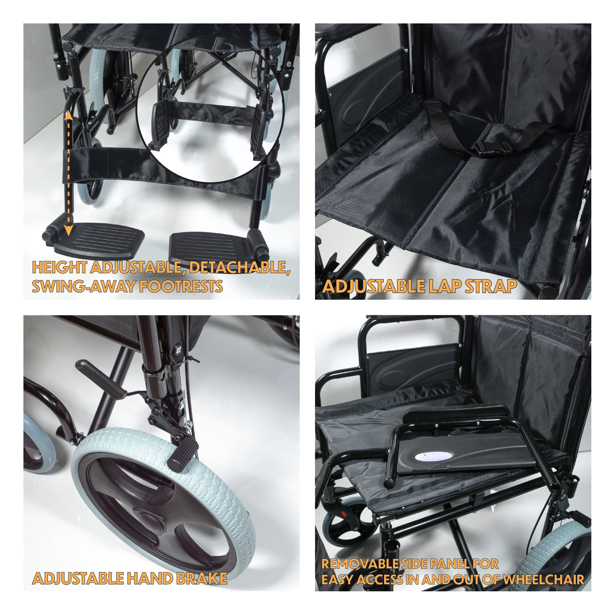Aidapt Deluxe Attendant Propelled Steel Wheelchair
