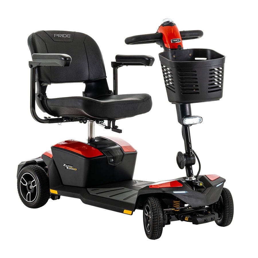 Pride Zero Turn 8 Mobility Scooter. A 4-wheel scooter with a 3-wheel turning radius!
